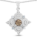 3.00 Carat Genuine Smoky Quartz, Blue Topaz and White Topaz .925 Sterling Silver Pendant by Bids.com