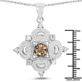 3.00 Carat Genuine Smoky Quartz, Blue Topaz and White Topaz .925 Sterling Silver Pendant by Bids.com