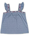 Style & Co Pointelle Linear Jacquard Embroidered-Strap Top by Vanessa Jane