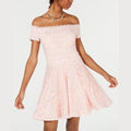 B Darlin Juniors Off-the-Shoulder Lace Dress, Blush, Size 11/12 by Vanessa Jane