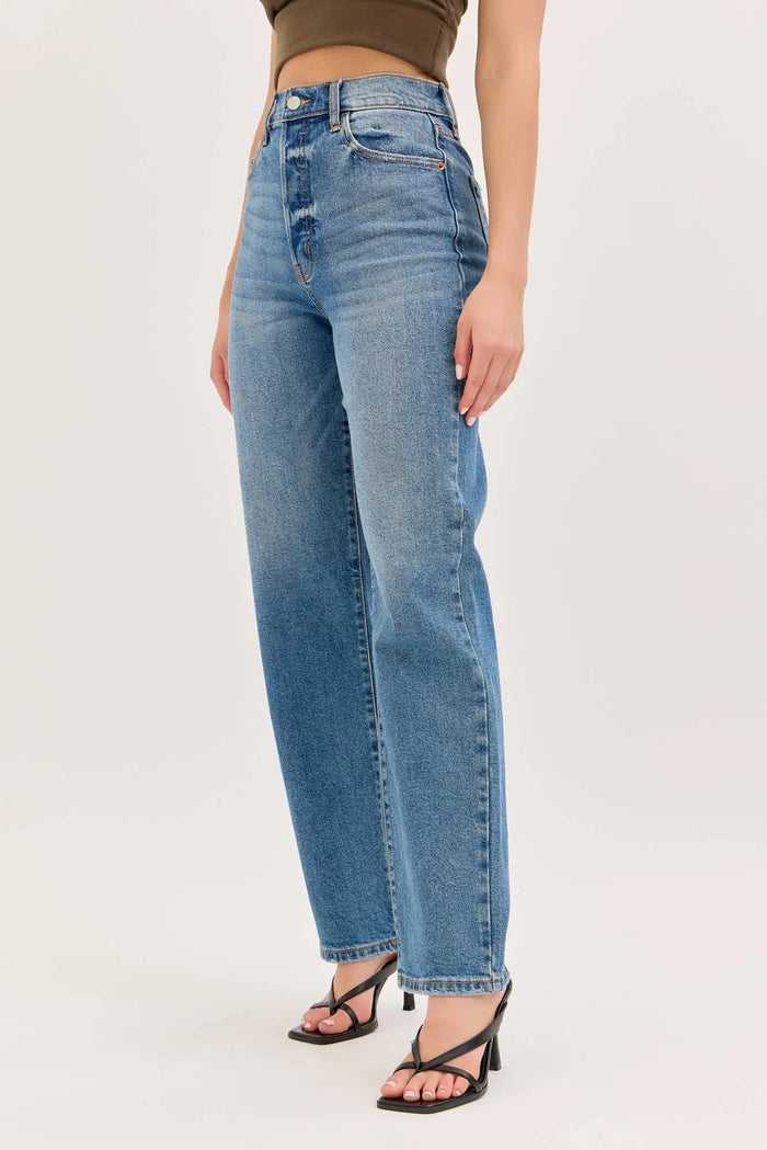 Paisley High Rise Dad Jean Medium wash by Boutique 23