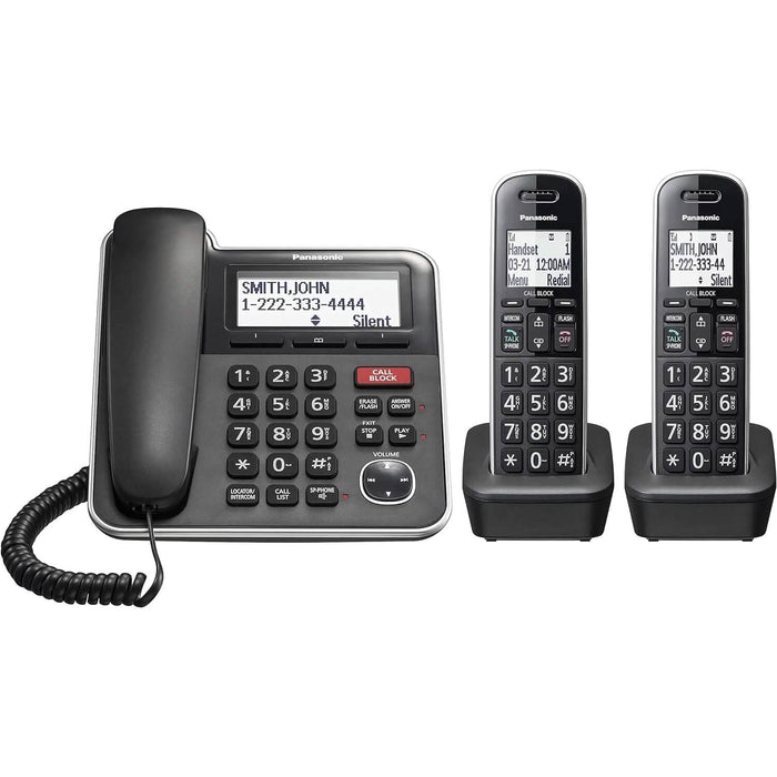 Panasonic Expandable Corded/Cordless Phone System with Answering Machine and One Touch Call Blocking – 2 Handsets (Refurbished) by DailySale
