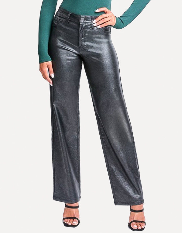 High Rise Straight Leg Metallic Pant by Boutique 23