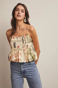 Patchwork Floral Peplum Cami Top by Boutique 23