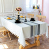 Patchwork Fringed Linen Tablecloth