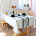 Patchwork Fringed Linen Tablecloth by DailySale