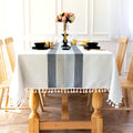 Patchwork Fringed Linen Tablecloth by DailySale