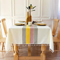 Patchwork Fringed Linen Tablecloth by DailySale