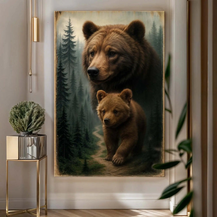 Path of the Wild Kin Bear and Cub Wall Art by Tailored Canvases