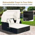 Patio Rattan Daybed with Retractable Canopy and Side Tables by DailySale