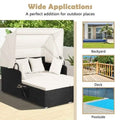 Patio Rattan Daybed with Retractable Canopy and Side Tables by DailySale