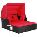 Patio Rattan Daybed with Retractable Canopy and Side Tables by DailySale