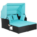 Patio Rattan Daybed with Retractable Canopy and Side Tables by DailySale