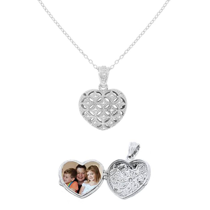 Patterned Heart Locket Pendant Necklace by DailySale