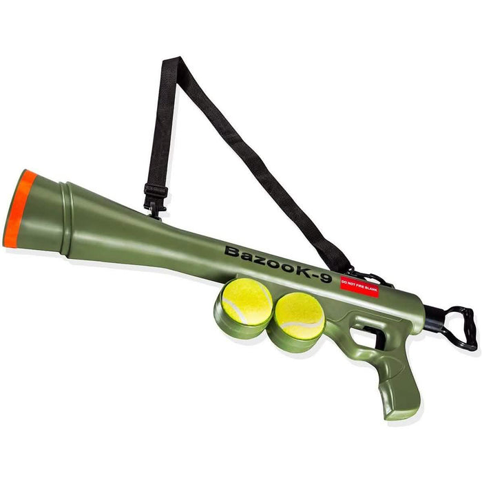 Paws & Pals Bazook - 9 Tennis Ball Launcher Gun with 2 Squeaky Balls by DailySale
