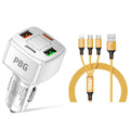 PBG 4 Port Car Charger and 4FT - 3 in 1 Nylon Cable Combo by DailySale