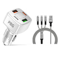 PBG 4 Port Car Charger and 4FT - 3 in 1 Nylon Cable Combo by DailySale