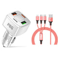 PBG 4 Port Car Charger and 4FT - 3 in 1 Nylon Cable Combo by DailySale