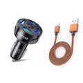 PBG 4 Port LED Car Charger and 10FT Orange Nylon Cable Combo by DailySale