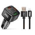 PBG 4-Port PD/USB Car Charger and 10FT Zebra Style Lightning Cable Bundle by DailySale