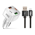 PBG 4 Port PD/USB Car Charger and 10Ft. Zebra Style Lightning Cable Bundle by DailySale
