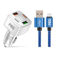 PBG 4 Port PD/USB Car Charger and 10Ft. Zebra Style Lightning Cable Bundle by DailySale