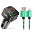 PBG 4-Port PD/USB Car Charger and 10FT Zebra Style Lightning Cable Bundle by DailySale