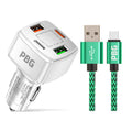 PBG 4 Port PD/USB Car Charger and 10Ft. Zebra Style Lightning Cable Bundle by DailySale