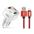 PBG 4 Port PD/USB Car Charger and 10Ft. Zebra Style Lightning Cable Bundle by DailySale