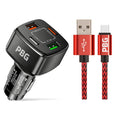 PBG 4-Port PD/USB Car Charger and 10FT Zebra Style Lightning Cable Bundle by DailySale