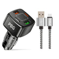PBG 4-Port PD/USB Car Charger and 10FT Zebra Style Lightning Cable Bundle by DailySale