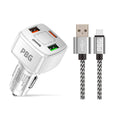 PBG 4 Port PD/USB Car Charger and 10Ft. Zebra Style Lightning Cable Bundle by DailySale