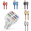 PBG LED 6-Port Car Charger and 10FT XL Zebra Lightning Cable Combo by DailySale