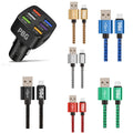 PBG LED 6 Port Car Charger and 10Ft. XL Zebra Lightning Cable Combo by DailySale