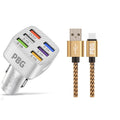 PBG LED 6-Port Car Charger and 10FT XL Zebra Lightning Cable Combo by DailySale