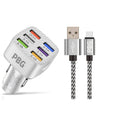 PBG LED 6-Port Car Charger and 10FT XL Zebra Lightning Cable Combo by DailySale
