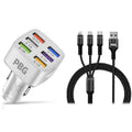 PBG LED 6 Port Car Charger and 4Ft. 3-in-1 Cable Combo by DailySale