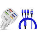 PBG LED 6 Port Car Charger and 4Ft. 3-in-1 Cable Combo by DailySale