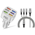 PBG LED 6 Port Car Charger and 4Ft. 3-in-1 Cable Combo by DailySale