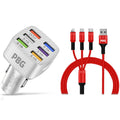 PBG LED 6 Port Car Charger and 4Ft. 3-in-1 Cable Combo by DailySale