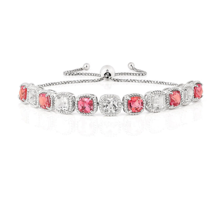 Peach and White Sapphire Tennis Bracelet by Fine Color Jewels