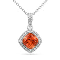 Peach Sapphire Cushion Pendant Necklace by Fine Color Jewels
