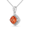 Peach Sapphire Cushion Pendant Necklace by Fine Color Jewels