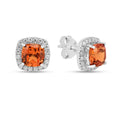 Peach Sapphire Cushion Stud Earrings by Fine Color Jewels