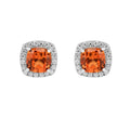 Peach Sapphire Cushion Stud Earrings by Fine Color Jewels