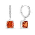Peach Sapphire Drop Hoop Earrings by Fine Color Jewels