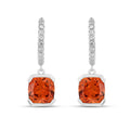 Peach Sapphire Drop Hoop Earrings by Fine Color Jewels