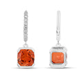 Peach Sapphire Drop Hoop Earrings by Fine Color Jewels
