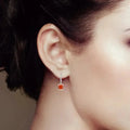 Peach Sapphire Drop Hoop Earrings by Fine Color Jewels