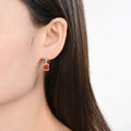 Peach Sapphire Drop Hoop Earrings by Fine Color Jewels